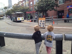 Max and Calvin check out the cable car.