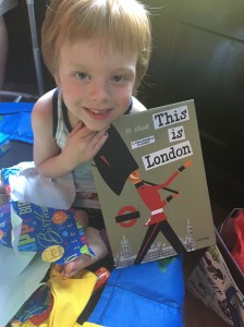 Calvin and a birthday book.