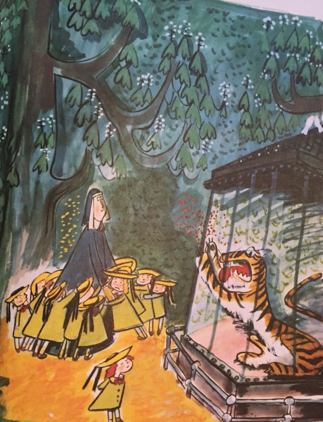 A feisty child, Madeline is not afraid of tigers! 